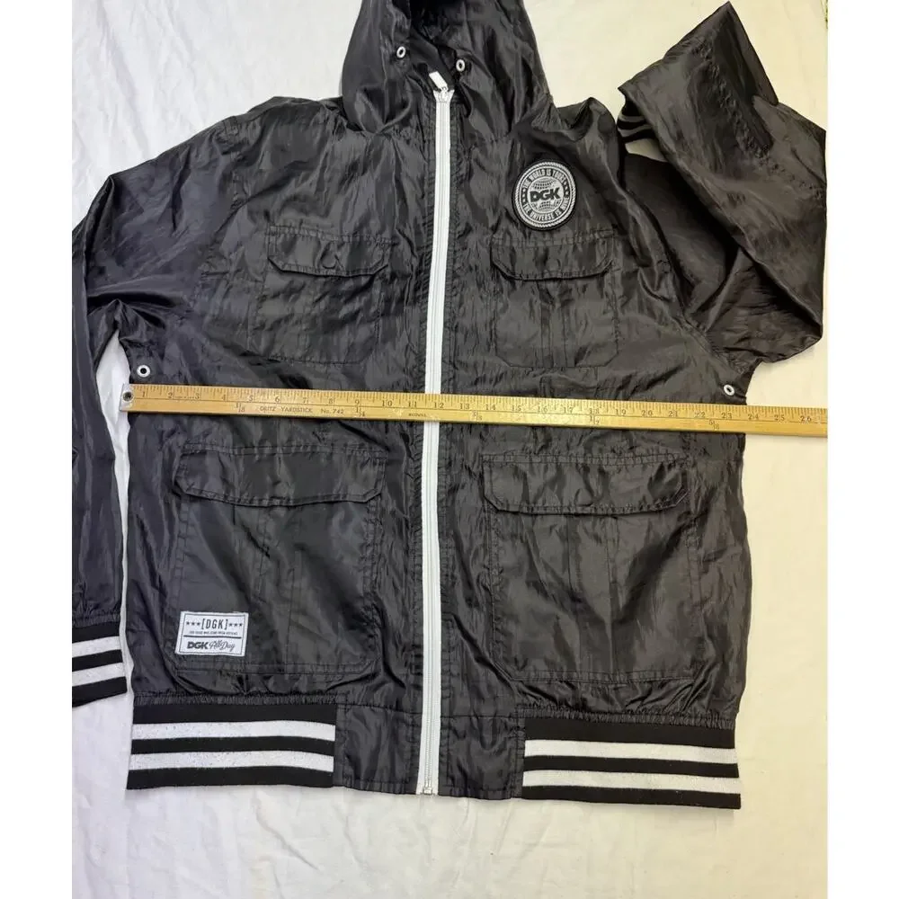 DGK "Dirty Ghetto Kids" Windbreaker Black Polyester Jacket Long Sleeve Men’s L - Picture 12 of 16